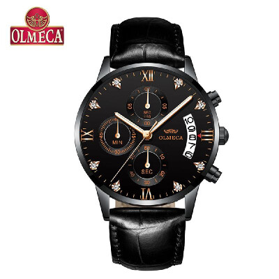 

OLMECA 0878M Men Quartz Watch Stainless Steel Band Fashion Multifunction Wristwatch 3ATM Luminous Display Chronograph Calendar Dat