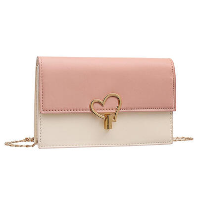 

Hit Color Heart Decor Shoulder Handbags Women Chain Leather Crossbody Bags