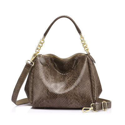 

REALER brand new female genuine leather shoulder bag luxury handbags women bags designer serpentine prints crossbody bags 2017