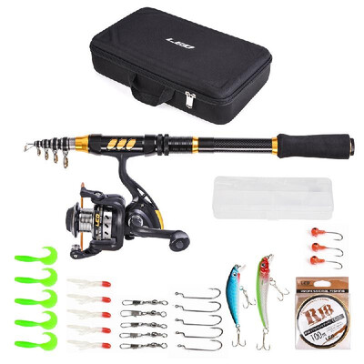 

Fishing Rod&Reel Combo Carbon Fiber Telescopic Fishing Rod with Spinning Reel Fishing Line Lures Hooks Swivels Saltwater Fresh