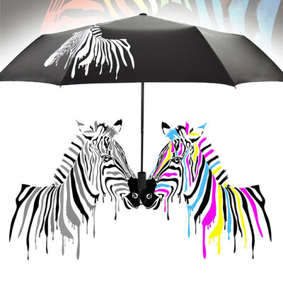 

Siaonvr Color Changing Folding Umbrella Sunshade Zebra Parasol Rain Shade Anti-UV