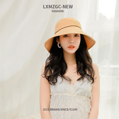 

Xia Liang silk large brim sun visor Sun visor bow ladies Joker fisherman hat solid color dome basin cap