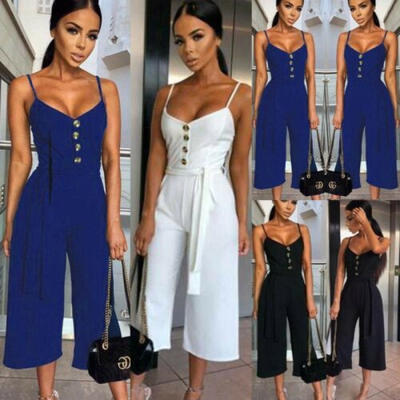 

New Style Women V Neck Short Sleeve Jumpsuit Ladies Summer Casual Loose Playsuit