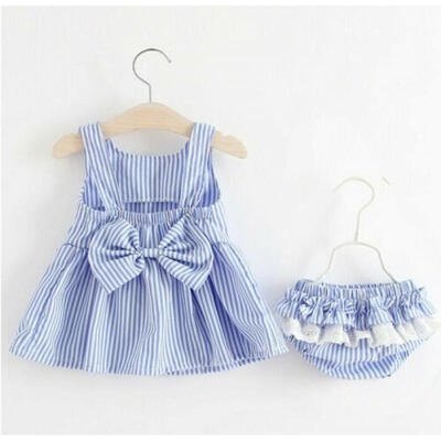 

Newborn Infant Baby Girls Summer 2PCS Bow Tutu Vest DressShorts Bottoms Outfits
