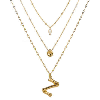

Natural Pearl Beads Fashion 26 Letter Necklaces Pendants alphabet Gold Color Choker Initial Necklace Women Girl Jewelry Collier