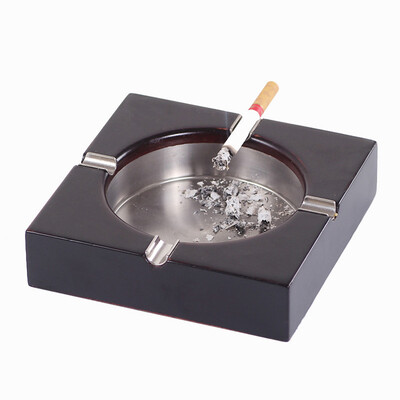 

Creative Wooden Square Brown Ashtray for Cigarettes Tobacco Hotel Bedroom New