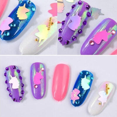 

2018 New Fashion Glitter Colors Nail Art Glitter Colorful Unicorn Gel Tips Set DIY