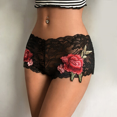 

Sexy Womens Lace Embroidered Boxer Briefs Underwear Lingerie Knickers G-String