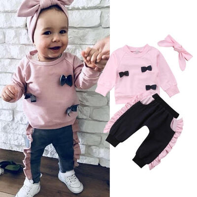 

3pcs Newborn Kid Baby Girl Floral Clothes Romper Bodysuit Pants Outfits