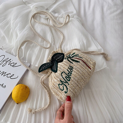 

Tailored Womens Fashion Embroidery String Woven Shoulder Bag Solid Woven Bag Beach Bag