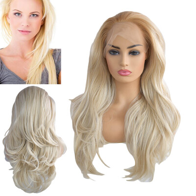 

〖Follure〗Female Gold Wavy Party Curly Synthetic Wig Lace Wigs Women Lace Front Hair