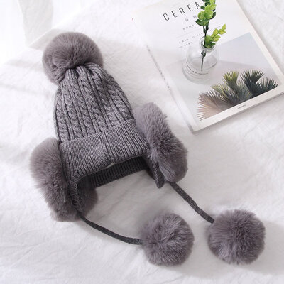

New Women&39S Fashion Winter Warm Hat Winter Thick Thermal Fleece Ear Protection Knitted Hat With Earmuffs