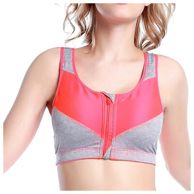 

Toponeto Women Ring-free Front Zipper Fitness Bras Cup Air Permeability Motion Underwear