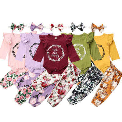

Newborn Baby Girls Clothes Romper Jumpsuit Floral Pants Leggings Outfit Set