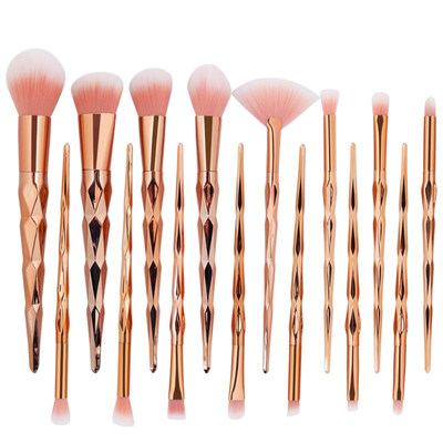 

15 Pcs Colorful Handle Soft Nylon Hair Fan Head Powder Makeup Brush Beauty Tool