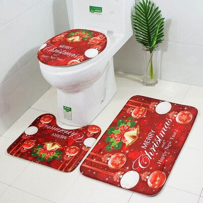 

Christmas Serie Printing Bathroom Shower Curtain Toilet Waterproof Cover Mat Hot