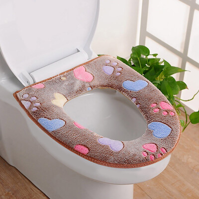 

Gobestart Bathroom Warmer Toilet Seat Cloth Soft Closestool Washable Lid Top Cover Pad