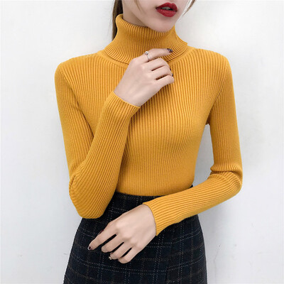 

Tailored Autumn Winter Sweater Women Long Sleeve Pullover Turtleneck knitting Basic Tops