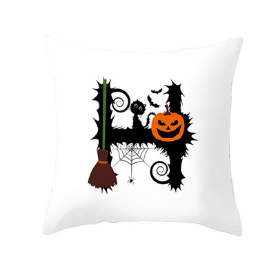 

4545cm Pillow Case Cushion Cover Halloween Interest Letter Pumpkin Home Decor