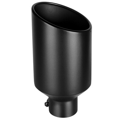 

4" Inlet 8" Outlet 15" Length Rolled Slant Cut Exhaust Tip Tailpipe Black SS