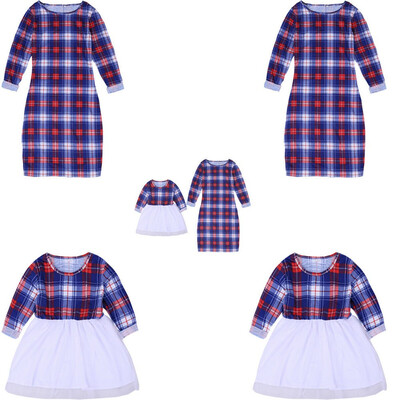 

Women Mother Daughter Long Sleeve Casual Dresses Family Matching Clothing HOT