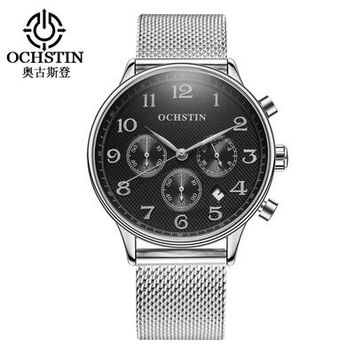 

Augustus OCHSTIN multi-function three-eyed calendar multi-function mesh belt mens watch mens watch