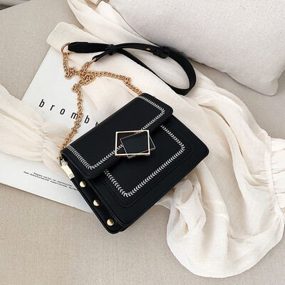 

Advanced sense of foreign style womens bag ins summer contrast small square bag new 2019 small fresh shoulder bag slung over a sm