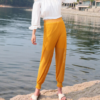 

Casual Elastic High Waist Harem Pants Summer Women Loose Mesh Pants Female Trousers