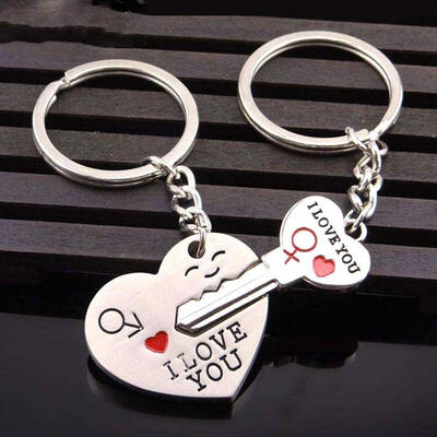 

Valentine Day Gift Heart Key I LOVE YOU Keyring Set Couple Keychain Ring 1 Pair