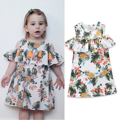 

Summer Toddler Kid Baby Girl Pineapple print Party Princess Dress Clothing