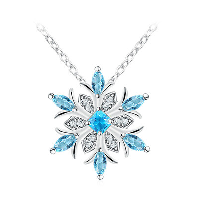 

Water Blue Snowflake Diamond Pendant Necklace