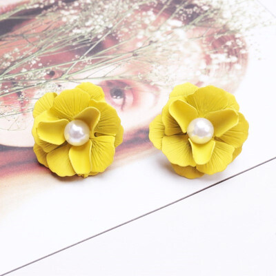 

2019 New Korean Style Spray Paint Big Flower Stud Earrings For Women Fashion Summer Elegant Sweet Jewelry Accessories Brincos