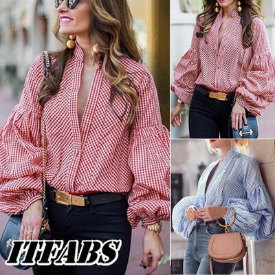 

Fashion Women Ruffle Long Sleeve Blouse T-shirt Summer Autumn Casual Tee Tops Red