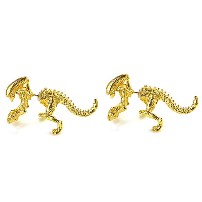 

2pcspairs Jewelry 3D Scary Monster Alien Stud Earring Black Color Dinosaur Fashion Earring For Women Men Halloween Gift