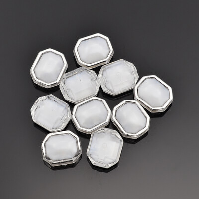 

Sew on Taiwan Acrylic Silver Plated Garment Accessories Rectangle White 105x9x55mm Hole 1mm