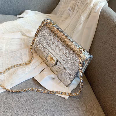 

Tailored Fashion Women Single Shoulder Small Square Bag Alligator Texture Zipper Bag