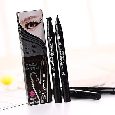 

Double-Head Seal Black Eyeliner Triangle Seal Eyeliner 2 in 1 Waterproof Eyes Make kit with Eyeliner Pen Eyeliner Stamp