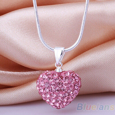 

Women\s Fashion Rhinestones Love Heart Pendant Choker Chain Necklace Jewelry