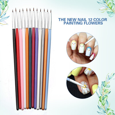 

〖Follure〗12 pcs UV Gel Acrylic Nail Art Brush Painting Pen Set Nail Design Manicure Tool