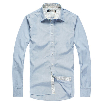 Natiny mens Pure cotton casual business stripe Long Sleeve Shirt