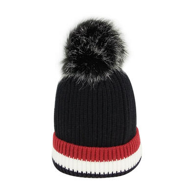 

Fashion Kids Girls Winter Warm Hat Stripe Pompom Beanies Cap Knitted Hats
