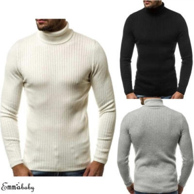 

Fashion Pullover Cardigan Sweater Casual Men Coat Turtleneck Knit Slim Fit -2XL