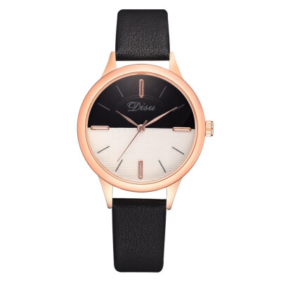 

Womens watch new alloy PU watch two-color mirror simple casual fashion watch