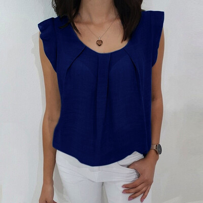 

Starmoon Women Sexy Sleeveless Chiffon Blouse Casual Loose Solid Ruffle Tank Tops