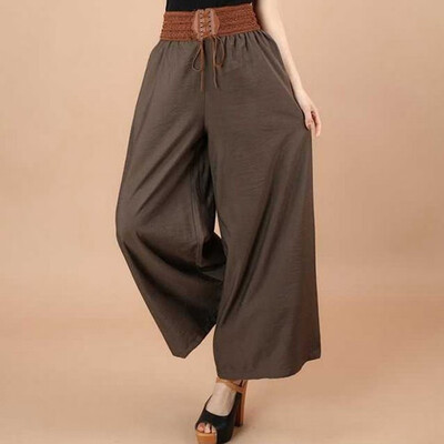 

Womens Summer Lace-up Wide Leg High Waist Casual Trousers Loose Crop Pants Hot