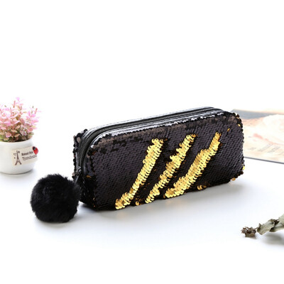 

New 2019 Sequin Cosmetic Bag Color Reversible Sequin Pencil Bags Girls Cosmetic Case Gift