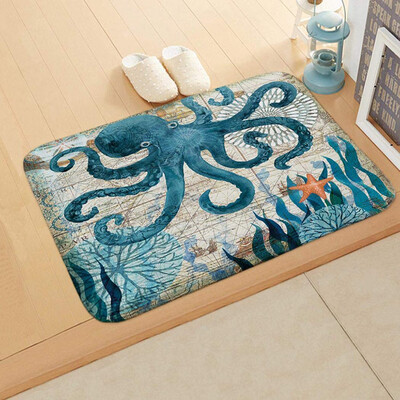 

Gobestart Sea Style Non Slip Toilet Polyester Cover Mat Set Bathroom Shower Mat
