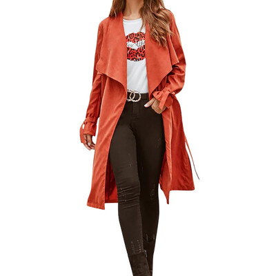 

Toponeto Fashion Women Casual Autumn Solid Tops Long Sleeve Slim Bandage Overcoat Coat