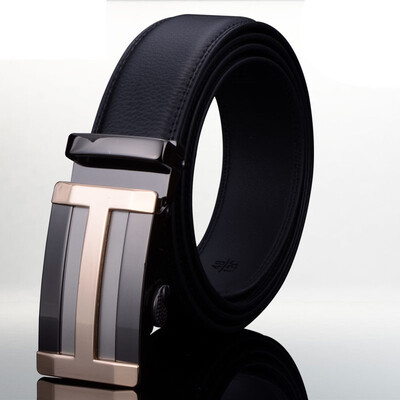 

Belt mens business youth Korean version of the cowhide leather two-layer belt automatic buckle new mens pants belt tide