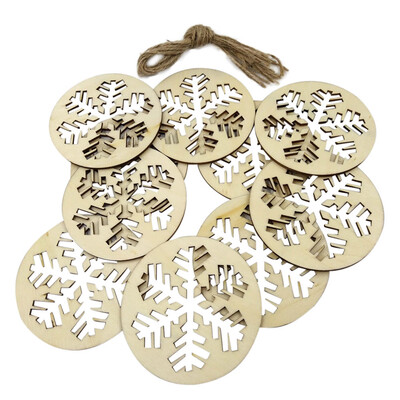 

〖Follure〗10Pcs Wood Craft Ornament DIY Christmas Snowflake Xmas Hanging Decoration